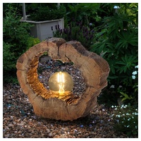 GLOBO Solarlampe Outdoor Garten Solarleuchte Baumscheibe Holzoptik braun, Kunststoff