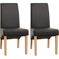 MCW 2er-Set Esszimmerstuhl Cesena Kunstleder matt, schwarz, helle Füße