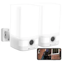 VisorTech 2er-Set 2K-Akku-Überwachungskamera, LED-Licht 600 lm, Alarm, WLAN, App