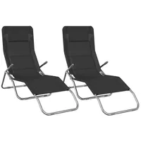 VidaXL Sonnenliegen 2 Stk. Schwarz Textilene & Pulverbeschicht. Stahl