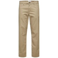 Selected New Miles Straight Fit Chinohose - Greige -