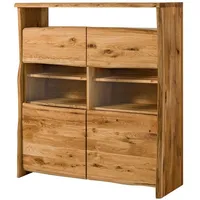 Massivmoebel24 Highboard Wildeiche 131x45x147 natur geölt PURE OAK #105