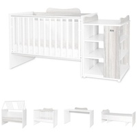 Lorelli Babybett Multi, Jugendbett, Schreibtisch, Wickeltisch, mehrfach umbaubar grau