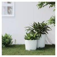 VidaXL Pflanzkübel mit Herausnehmbaren Einsatz Weiß 15/15,3L PP-Rattan 1742025
