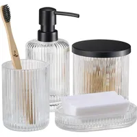 Navaris Badezimmer Set 4-teilig aus Glas - dekoratives Badzubehör