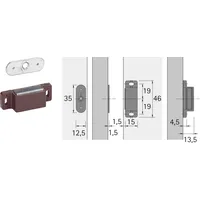 Hettich MB-Haftmagnetschnäpper 4kg, B 46mm, H 13,5mm T 15mm,