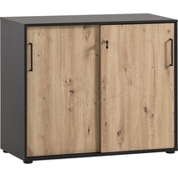 MÖBELPARTNER Schiebetürenschrank Aino, 701867 schwarz 2 Fachböden 100,1 x