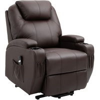 Homcom Sessel mit Aufstehhilfe Relaxsessel mit Becherhalter, Seitentasche und