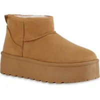 VAN HILL Damen Plateau Boots in Hellbraun