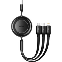 Baseus C%C3%A2ble+3en1+r%C3%A9tractable+Baseus+Bright+Mirror+USB+2.0+type+A+vers+Micro+USB%2C+Type+C+%26+Lightning+M%2FM+1%2C1m+%28Noir%29