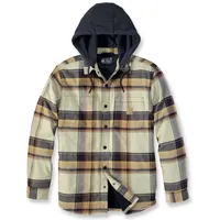 CARHARTT Rugged Flex Flannel Fleece, Textiljacke - Dunkelbraun/Hellgelb/Schwarz -