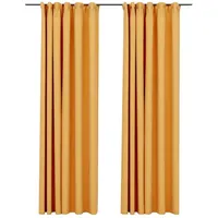 VidaXL Verdunkelungsvorhänge Haken Leinenoptik 2 Stk. Gelb 140x245cm