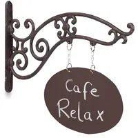Relaxdays Ladenschild, zum Beschriften, Schild mit Ausleger, Gusseisen, Bar,