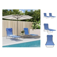 VidaXL Sonnenliegen Klappbar 2 Stk. Blau Textilene und Stahl