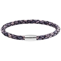 Cai Armband Edelstahl Leder Marine 23cm