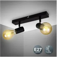 B.K.Licht LED Deckenspots, 2 flammig, Leuchtmittel E27 - schwarz