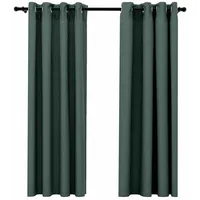 VidaXL Verdunkelungsvorhänge Ösen Leinenoptik 2 Stk. Grün 140x175 cm
