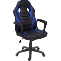 MCW Bürostuhl MCW-F59, Schreibtischstuhl Drehstuhl Racing-Chair Gaming-Chair, Kunstleder schwarz/blau