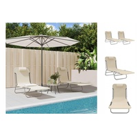 VidaXL Sonnenliegen Klappbar 2 Stk. Creme Textilene und Stahl
