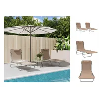 VidaXL Sonnenliegen Klappbar 2 Stk. Taupe Textilene und Stahl