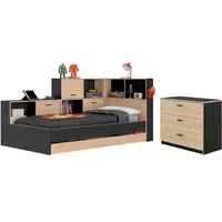 Gami Jugendzimmer-Set GAMI "Erwan", schwarz (kastanie natur, schwarz), B:120cm
