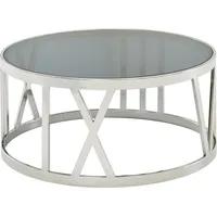 FineBuy Couchtisch FB41428 Glas Metall rund 60 x 30