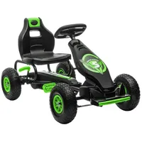 Homcom Gokart, Kinderfahrzeug mit verstellbarem Schalensitz schwarz, grün