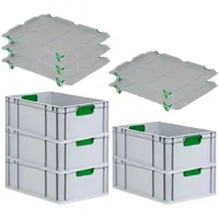 Proregal 5x Eurobox NextGen Color mit Auflagedeckel & Schiebeschnappverschlüsse