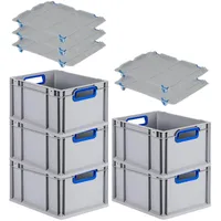 Proregal 5x Eurobox NextGen Color mit Auflagedeckel & Schiebeschnappverschlüsse