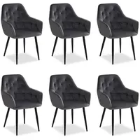 Homestyle4u Polsterstuhl Samt grau 6er Set