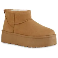 VAN HILL Damen Plateau Boots in Hellbraun