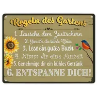 Speecheese Regeln des Gartens Metallschild im rustikalen Stil