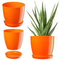 Kadax Blumentopf, Pflanzkübel mit Untersetzer, runder Blumenkübel für Innen,