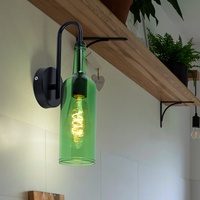ETC Shop Wandleuchte Wandlampe Wohnzimmerlampe Flaschen Design, Metall schwarz