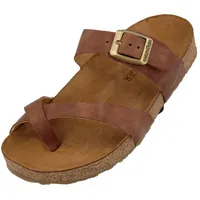HAFLINGER Bio Juno Leder Pantolette Sandale Korkfußbett Unisex Braun