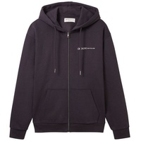 Tom Tailor DENIM Herren Hoodie mit Reißverschluss, grau, Uni,