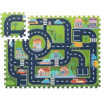 Relaxdays Puzzlematte Straße, 12-teilige Spielmatte, schadstofffrei, Eva Schaumstoff, Kinderzimmer,