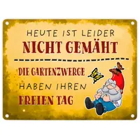 Speecheese Heute ist leider nicht gemäht... Gartenzwerg Metallschild in