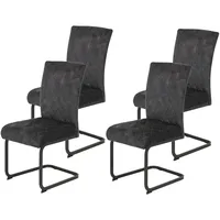 Hela Tische, 4er Set Esszimmerstuhl Rachel, Schwingstuhl, Microfaser Samt