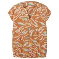 Tom Tailor Damen Kurzarm-Bluse mit Muster , brown abstract
