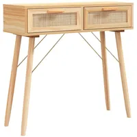 VidaXL Konsolentisch Braun 80x30x75 cm Massivholz Kiefer Natur-Rattan