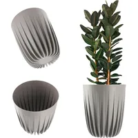 Kadax Blumentopf aus Kunststoff, rund, 19 cm, Hellgrau