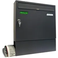 AL Briefkastensysteme Basic Wandbriefkasten DB 703 Eisenglimmer Grau inkl.