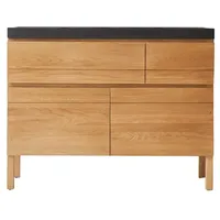 Tikamoon Waschtisch Doppelwaschtisch aus Eiche mit Lavastein-Waschbecken Loft Sil