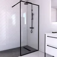 Aurlane Walk-In-Dusche 90 x 200 cm schwarz Klarglas