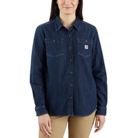 CARHARTT Midweight Denim Damen Lockere Passform, Langärmeliges Denim-Hemd, zion