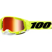 100% Racecraft 2, Crossbrille verspiegelt - Neon-Gelb/Schwarz/Weiß Rot-Verspiegelt