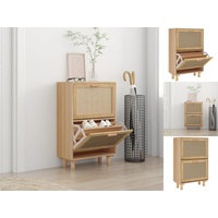 VidaXL Schuhschrank Braun 52x25x80 cm Holzwerkstoff & Rattan Natur