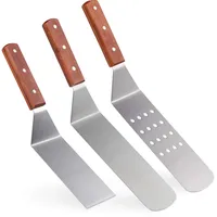 Relaxdays Grill Pfannenwender, Edelstahl, 3er Set, 2 Plancha Wender,