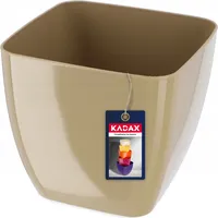 Kadax Blumentopf aus Kunststoff, Blumenkübel, quadratisch, 12 cm, Beige